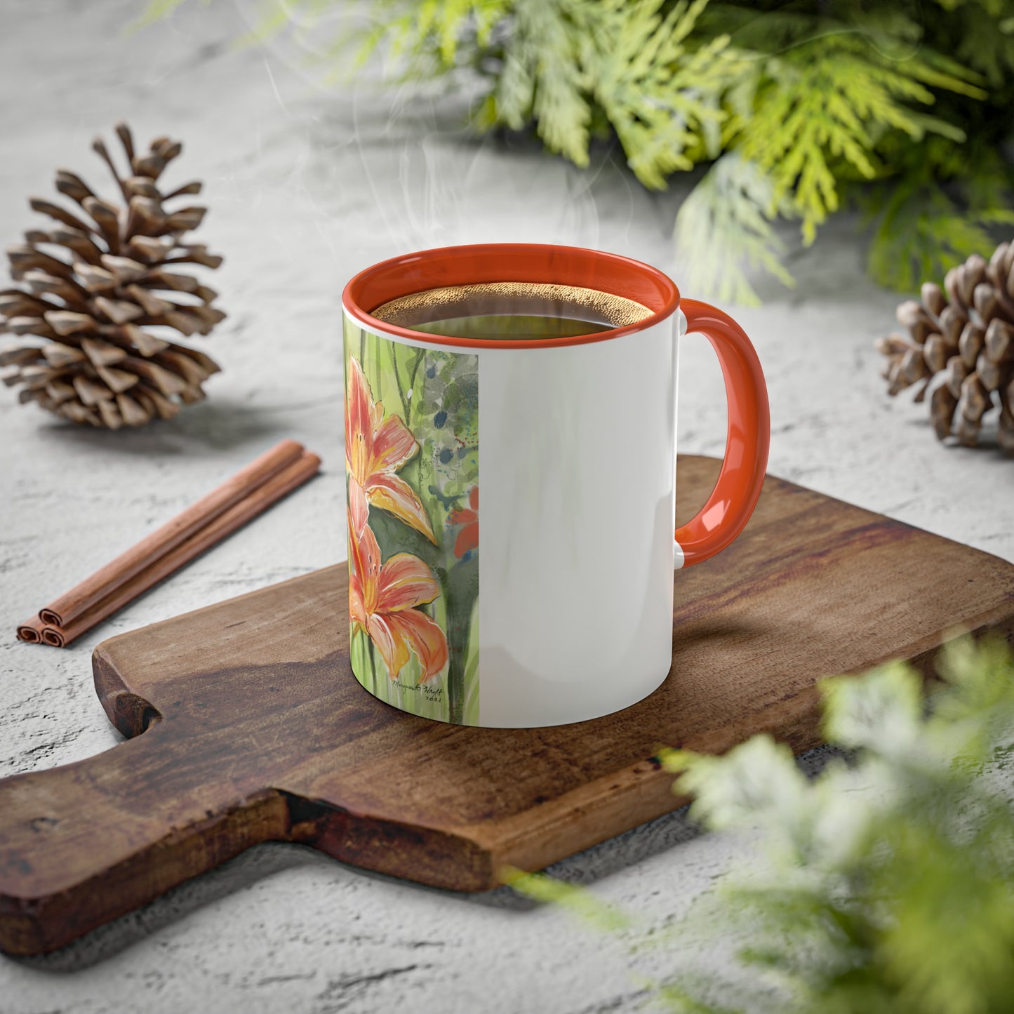 Orange Wild flowers Mugs, 11oz
