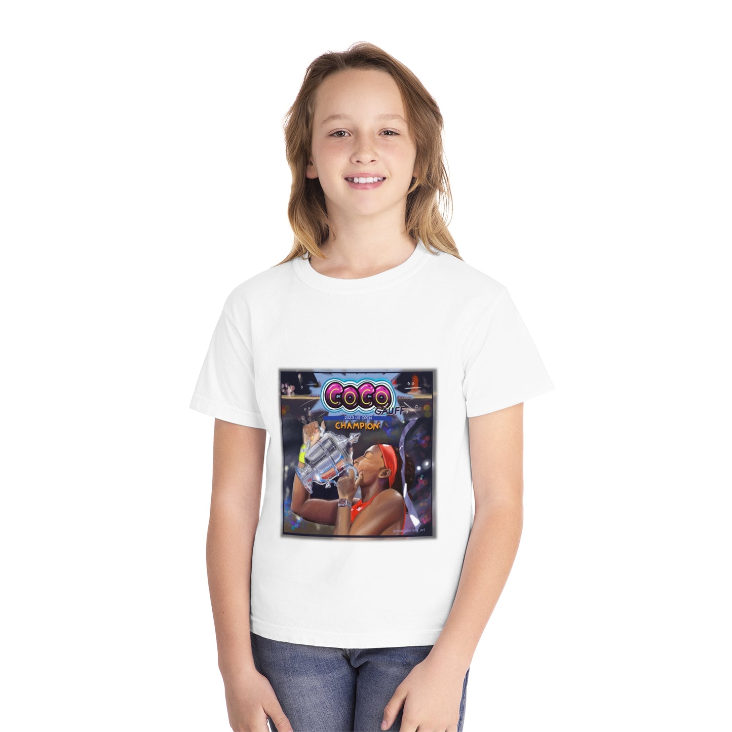 Celebrating Tennis Champ Coco Gauff - Youth Mid-weight Tee