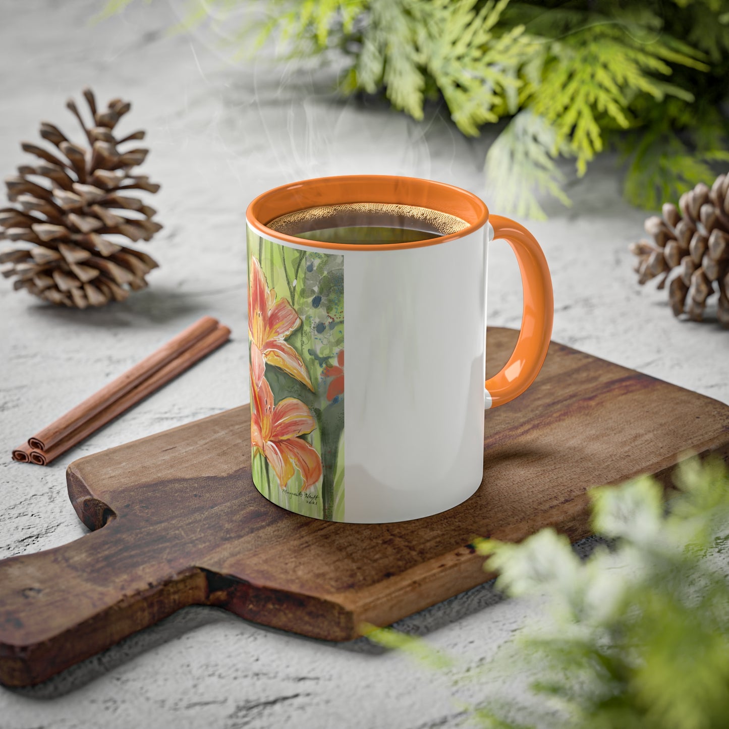 Orange Wild flowers Mugs, 11oz