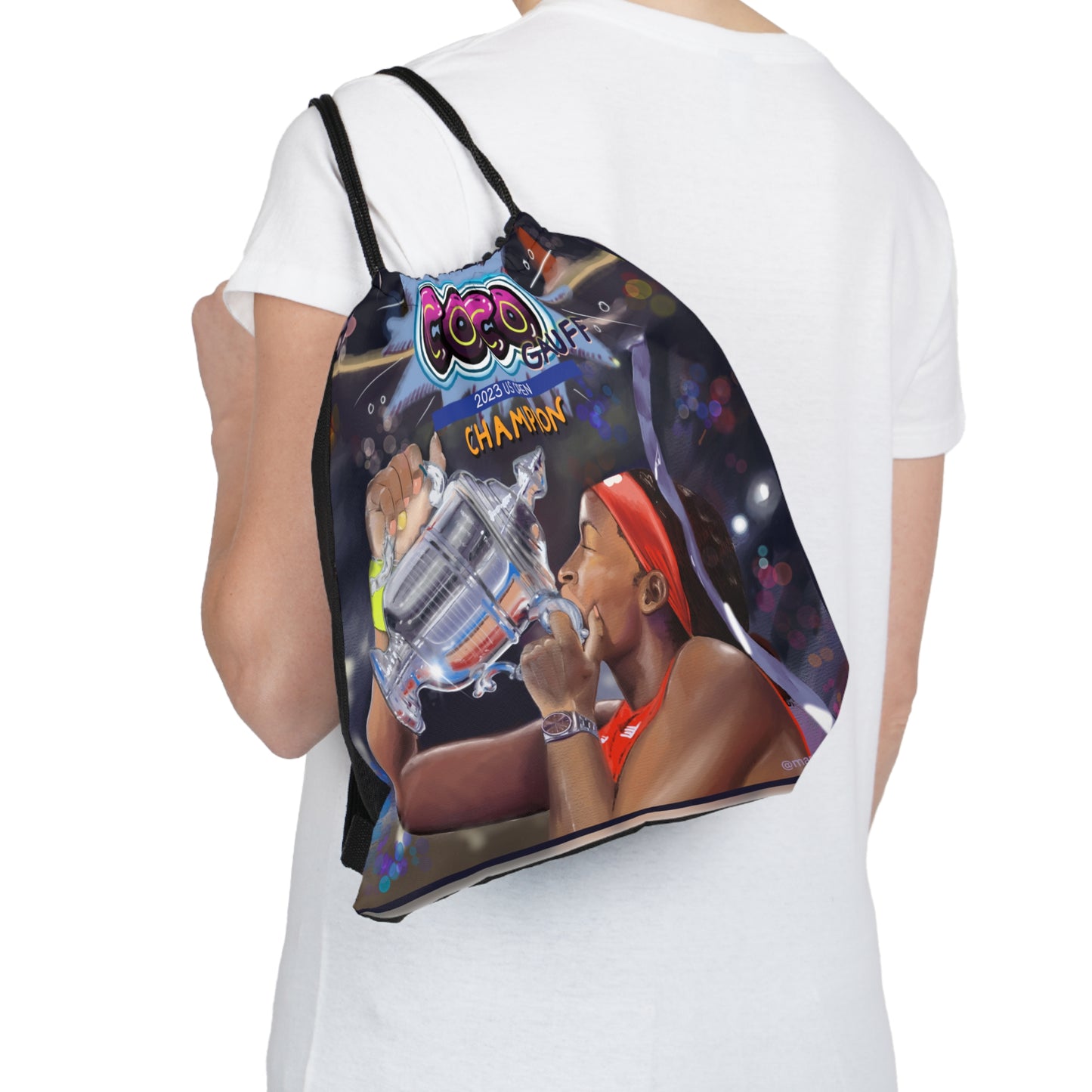 Tennis Champ Coco Gauff Outdoor Drawstring Bag