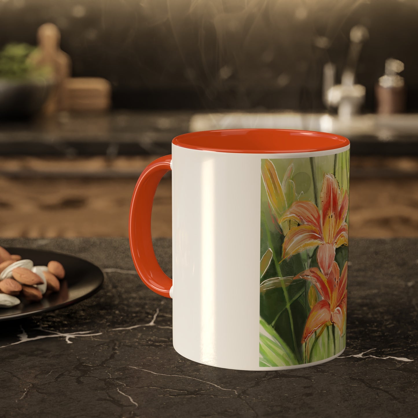 Orange Wild flowers Mugs, 11oz
