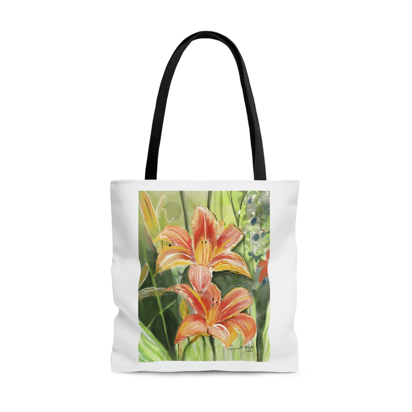 Orange wild flower AOP Tote Bag