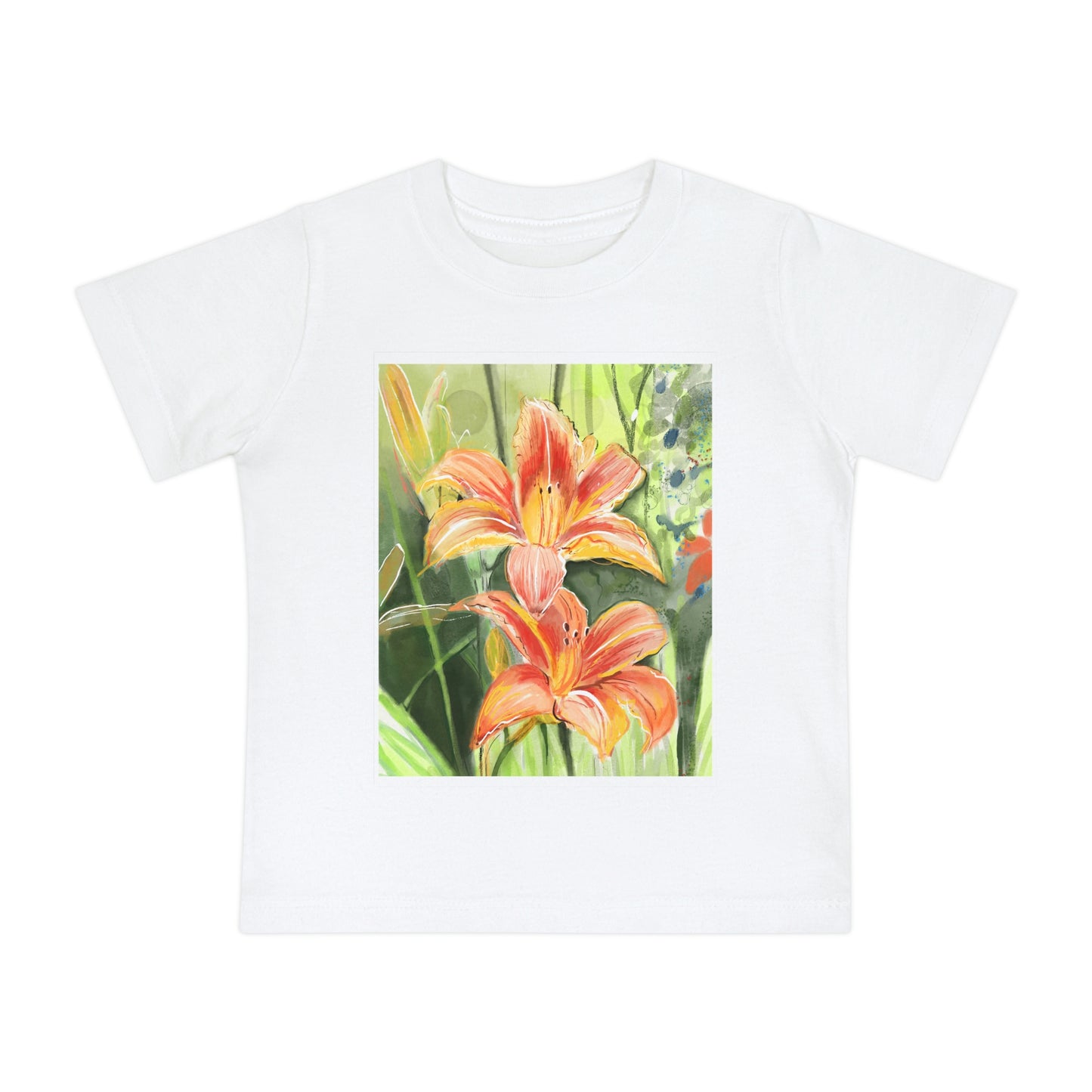 Orange Flowers - Baby Short Sleeve T-Shirt