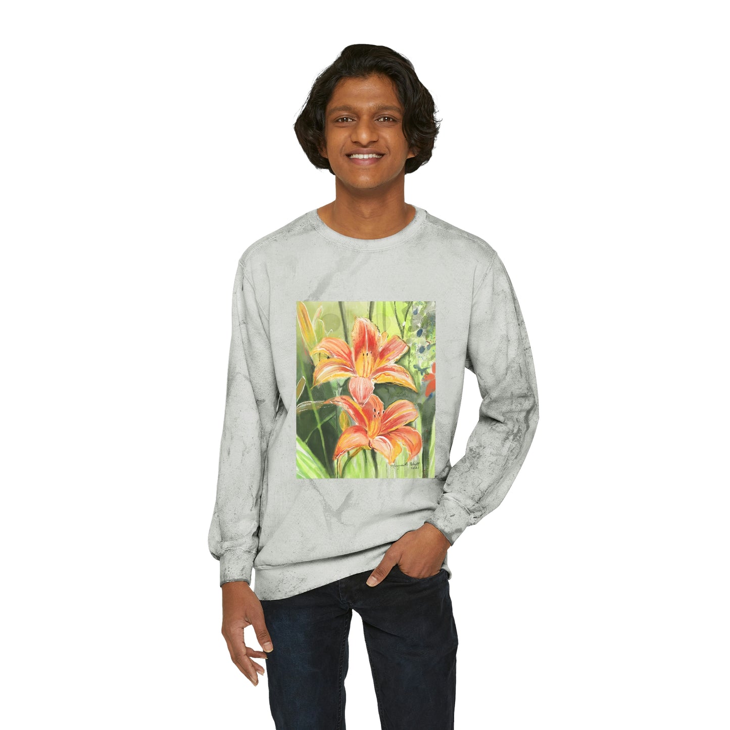 Orange Wild flowers - Unisex Color Blast Crewneck Sweatshirt