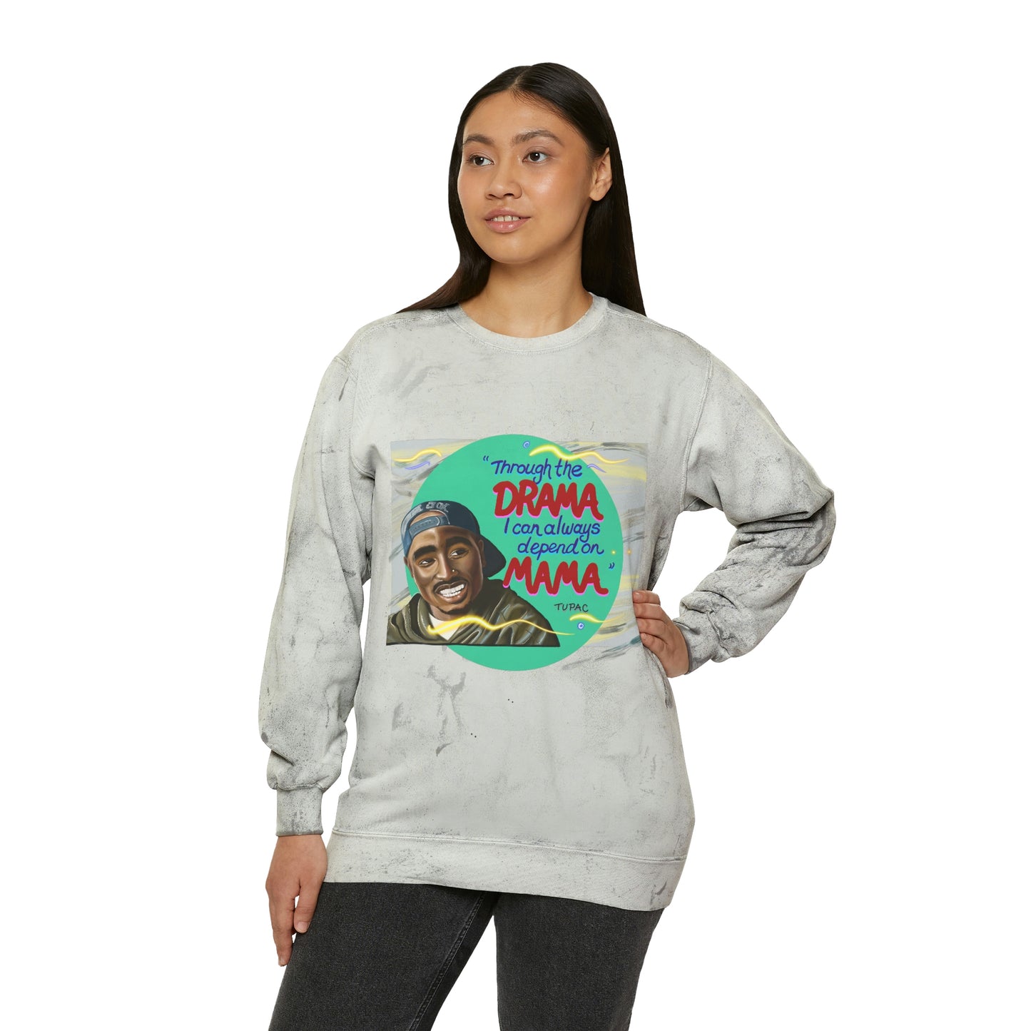 Depend on Mama - Tupac - Unisex Color Blast Crewneck Sweatshirt