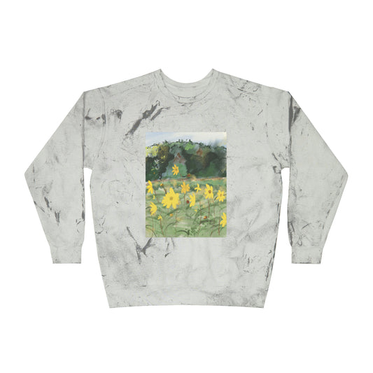 Yellow Wild flowers - Unisex Color Blast Crewneck Sweatshirt