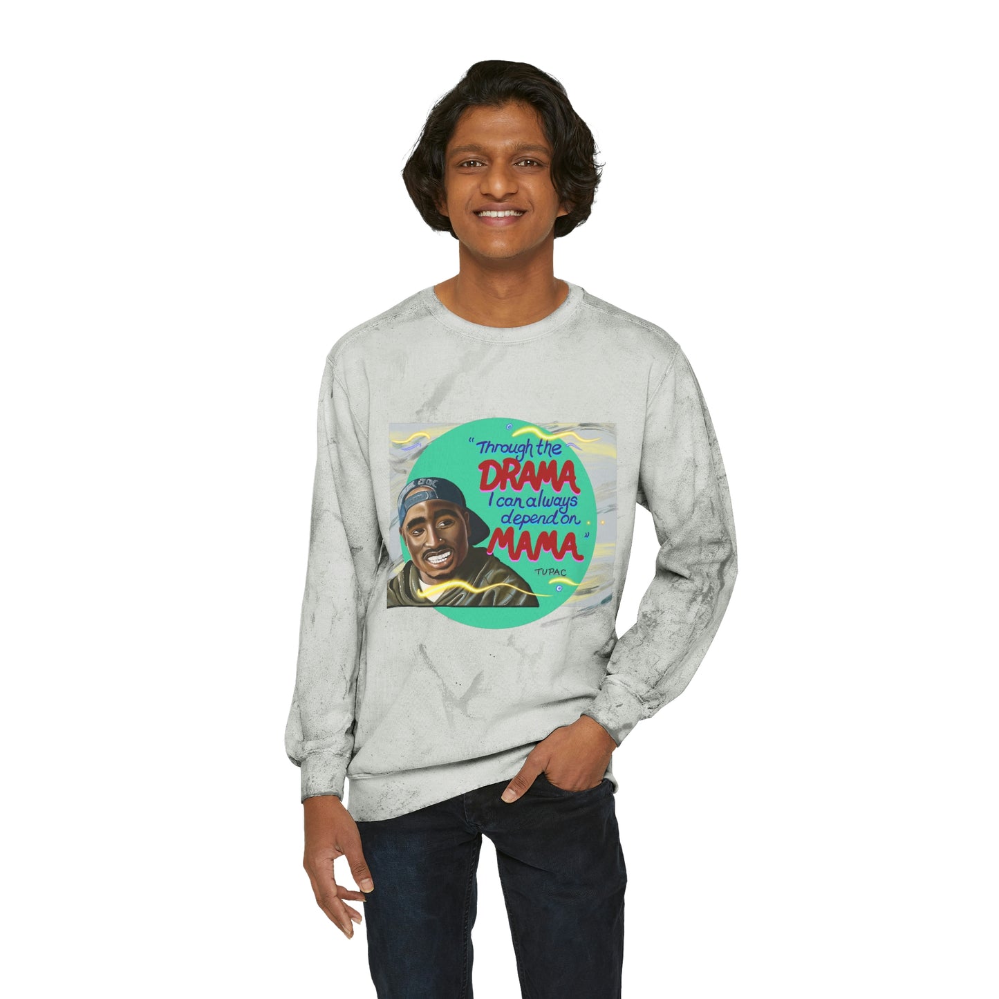 Depend on Mama - Tupac - Unisex Color Blast Crewneck Sweatshirt