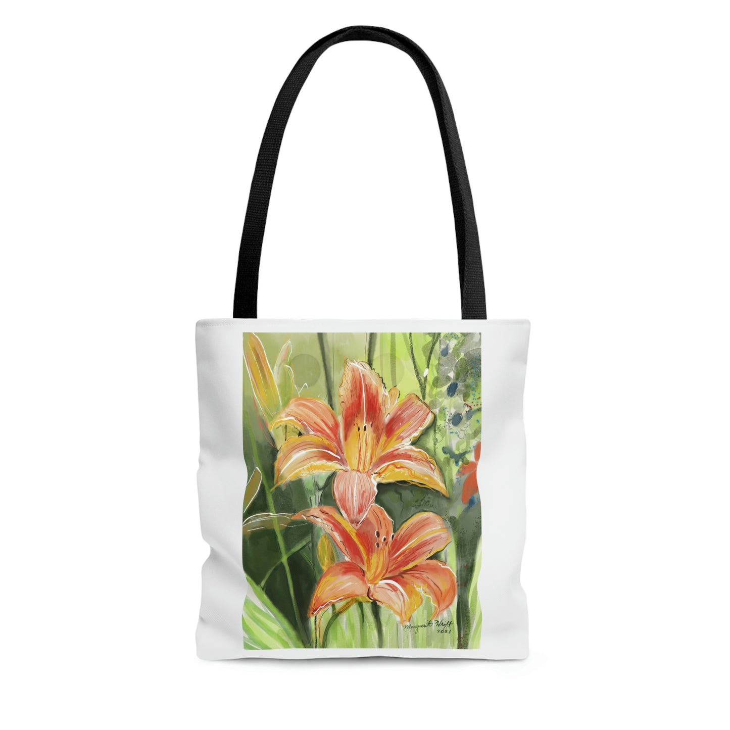 Orange wild flower AOP Tote Bag
