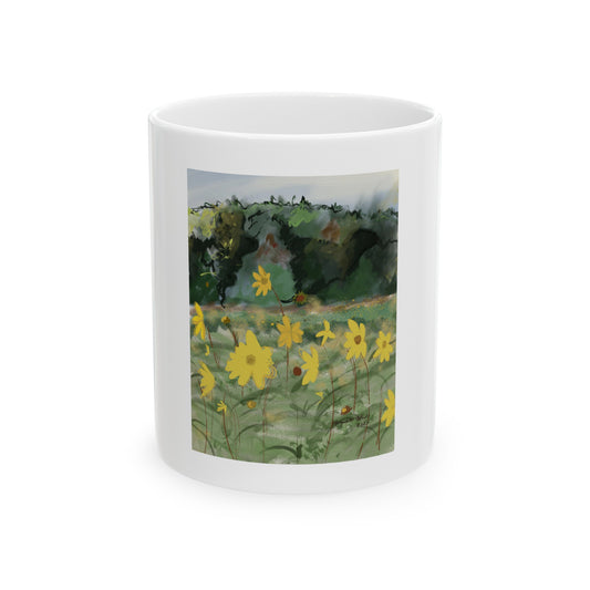 Wild Yellow flowers Ceramic Mug, (11oz)