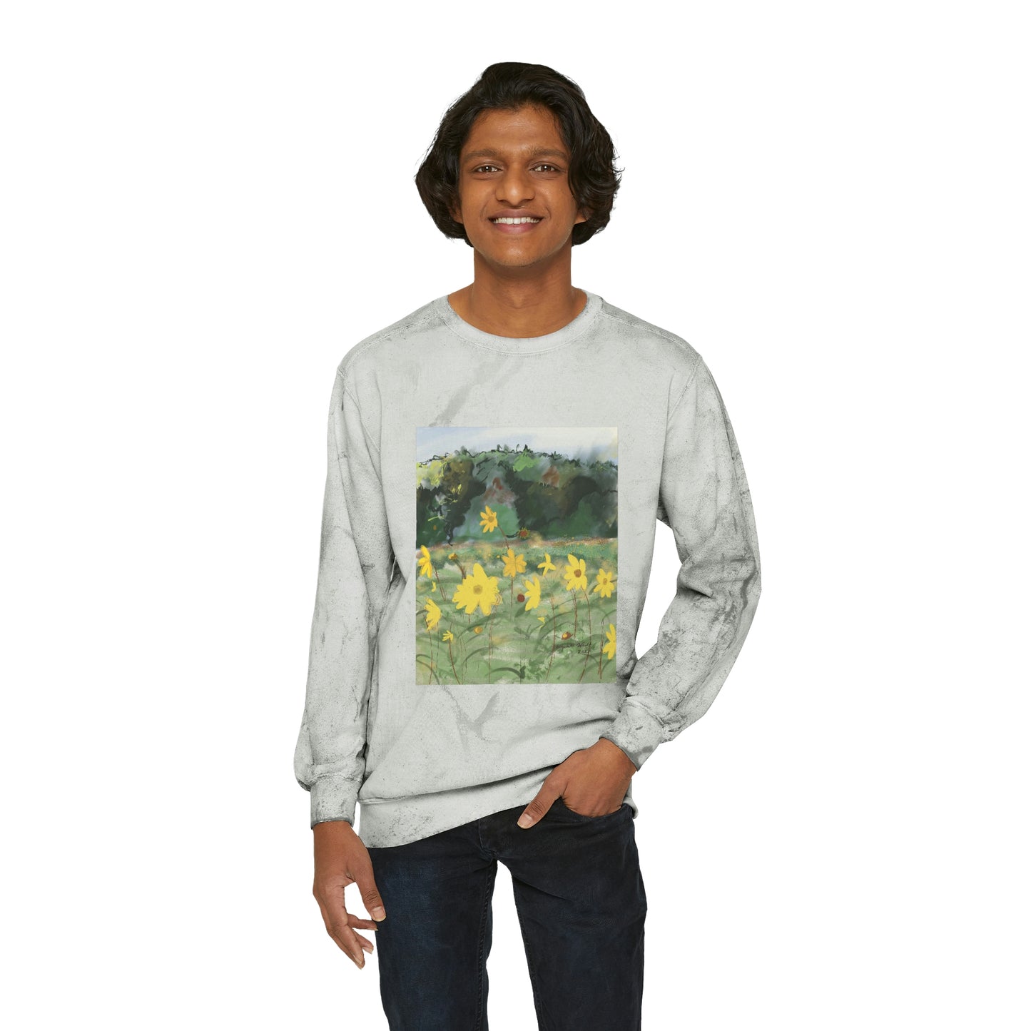 Yellow Wild flowers - Unisex Color Blast Crewneck Sweatshirt