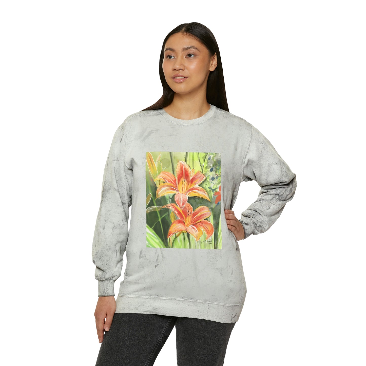 Orange Wild flowers - Unisex Color Blast Crewneck Sweatshirt