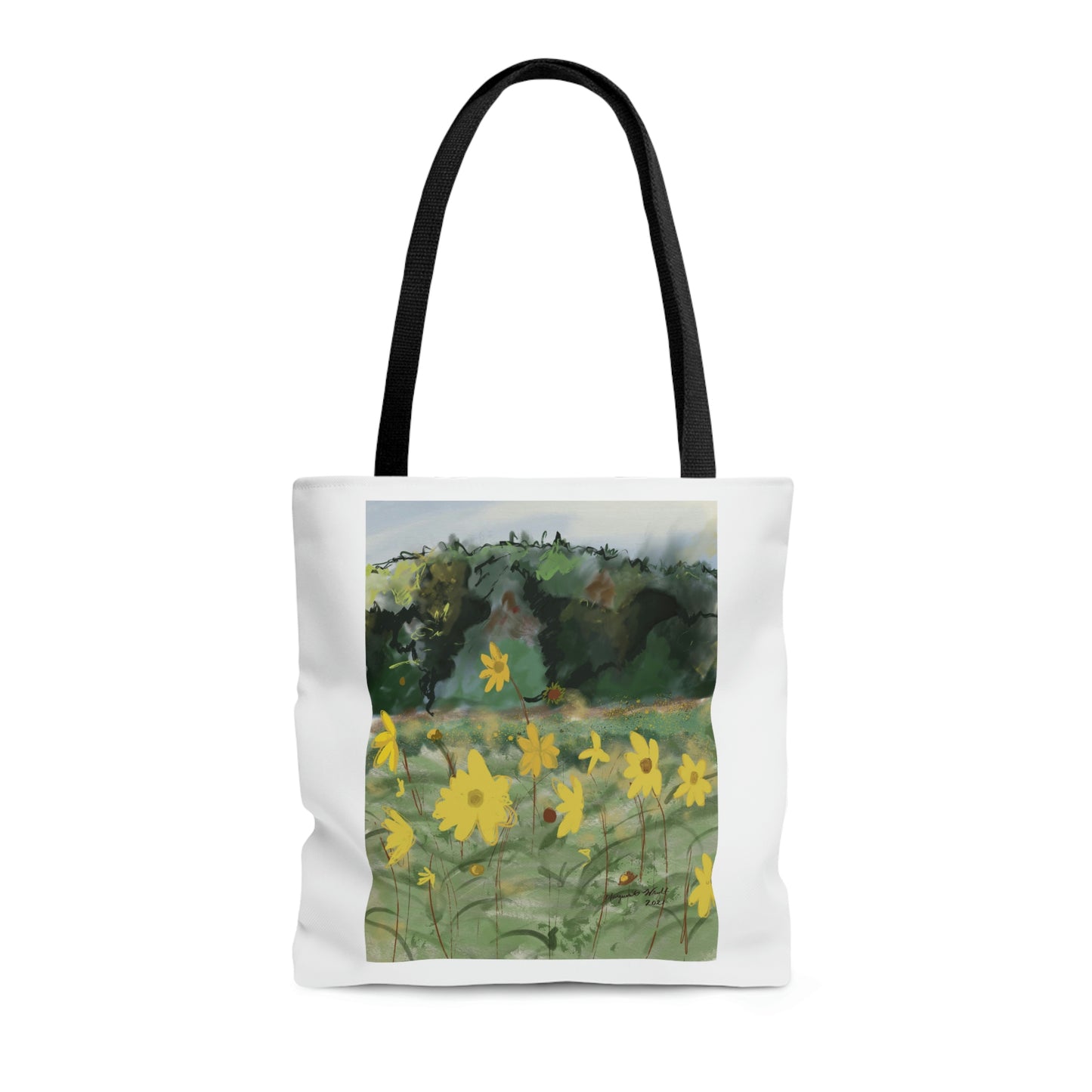 Yellow wild flower AOP Tote Bag