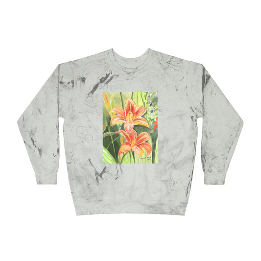 Orange Wild flowers - Unisex Color Blast Crewneck Sweatshirt